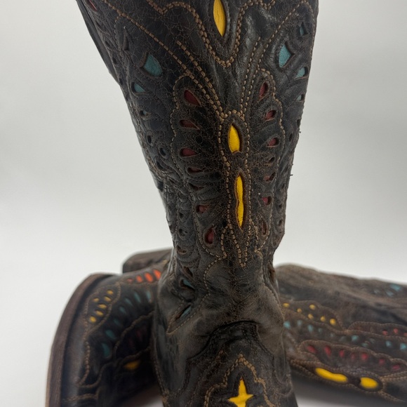 Corral Womens western Cowboy Boots - Black Butterfly Print rainbow size 9 - Picture 6 of 8